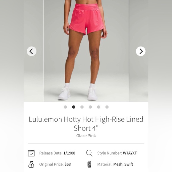 Lululemon NWT Hotty Hot High Rise Lined 4” Shorts Size 2 Pink Glazed - Picture 3 of 12